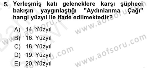 Siyasi Tarih Dersi 2015 - 2016 Yılı (Vize) Ara Sınav Soruları 5. Soru