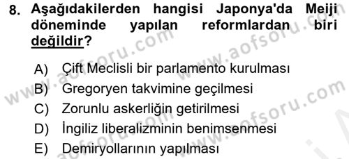 Siyasi Tarih Dersi 2015 - 2016 Yılı (Vize) Ara Sınav Soruları 8. Soru