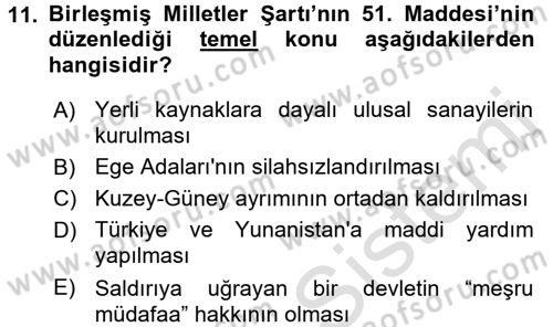 Siyasi Tarih Dersi 2015 - 2016 Yılı (Final) Dönem Sonu Sınav Soruları 11. Soru