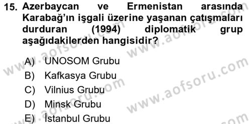 Siyasi Tarih Dersi 2015 - 2016 Yılı (Final) Dönem Sonu Sınav Soruları 15. Soru