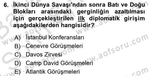 Siyasi Tarih Dersi 2015 - 2016 Yılı (Final) Dönem Sonu Sınav Soruları 6. Soru