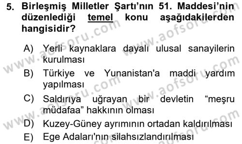 Siyasi Tarih Dersi 2016 - 2017 Yılı (Final) Dönem Sonu Sınav Soruları 5. Soru