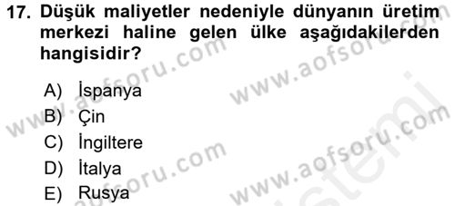 Siyasi Tarih Dersi 2017 - 2018 Yılı (Final) Dönem Sonu Sınav Soruları 17. Soru