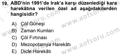 Siyasi Tarih Dersi 2017 - 2018 Yılı (Final) Dönem Sonu Sınav Soruları 19. Soru