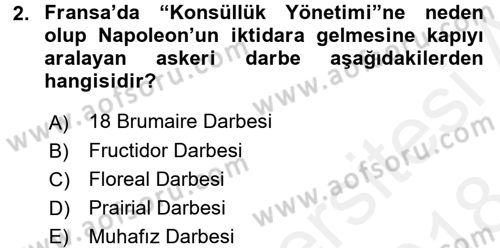 Siyasi Tarih Dersi 2017 - 2018 Yılı (Final) Dönem Sonu Sınav Soruları 2. Soru