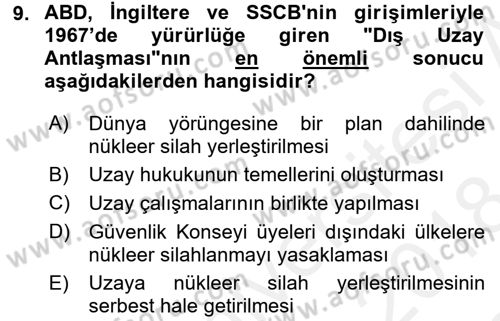 Siyasi Tarih Dersi 2017 - 2018 Yılı (Final) Dönem Sonu Sınav Soruları 9. Soru