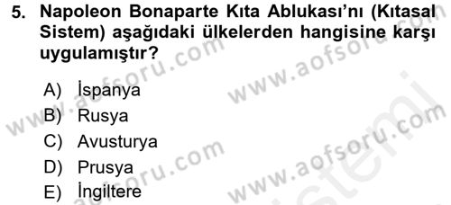 Siyasi Tarih Dersi 2018 - 2019 Yılı (Vize) Ara Sınav Soruları 5. Soru