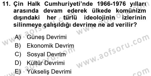 Siyasi Tarih Dersi 2018 - 2019 Yılı (Final) Dönem Sonu Sınav Soruları 11. Soru
