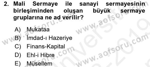 Siyasi Tarih Dersi 2018 - 2019 Yılı (Final) Dönem Sonu Sınav Soruları 2. Soru