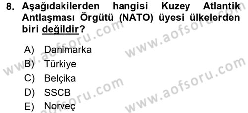 Siyasi Tarih Dersi 2018 - 2019 Yılı (Final) Dönem Sonu Sınav Soruları 8. Soru