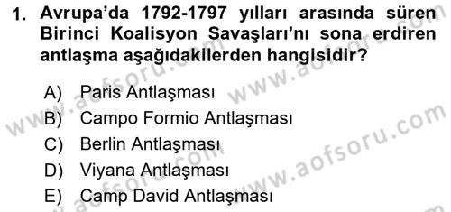 Siyasi Tarih Dersi 2021 - 2022 Yılı (Vize) Ara Sınav Soruları 1. Soru