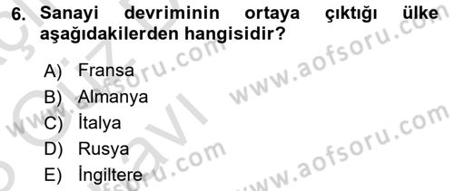 Siyasi Tarih Dersi 2022 - 2023 Yılı (Vize) Ara Sınavı 6. Soru