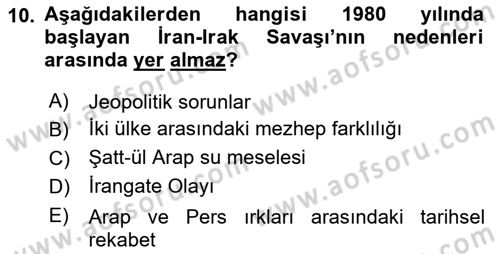Siyasi Tarih Dersi 2022 - 2023 Yılı (Final) Dönem Sonu Sınav Soruları 10. Soru