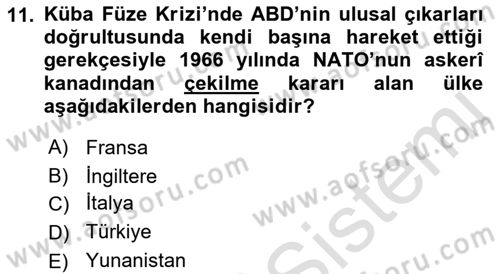Siyasi Tarih Dersi 2022 - 2023 Yılı (Final) Dönem Sonu Sınav Soruları 11. Soru