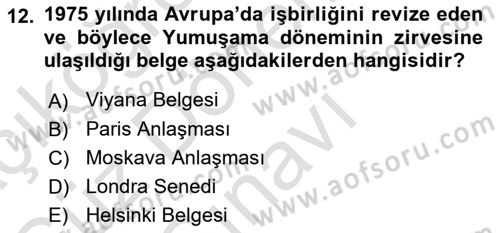 Siyasi Tarih Dersi 2022 - 2023 Yılı (Final) Dönem Sonu Sınav Soruları 12. Soru