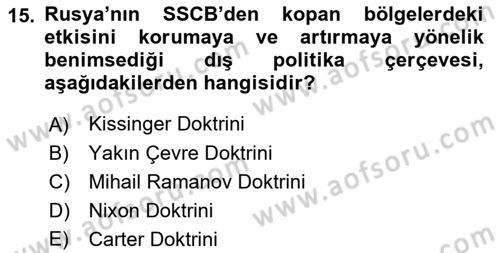 Siyasi Tarih Dersi 2022 - 2023 Yılı (Final) Dönem Sonu Sınav Soruları 15. Soru