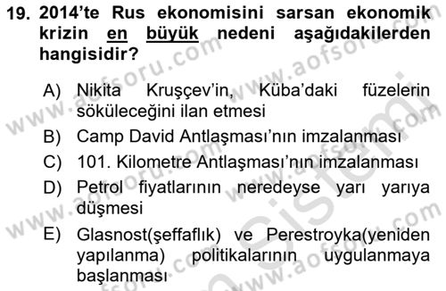 Siyasi Tarih Dersi 2022 - 2023 Yılı (Final) Dönem Sonu Sınav Soruları 19. Soru