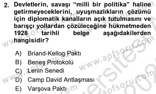 Siyasi Tarih Dersi 2022 - 2023 Yılı (Final) Dönem Sonu Sınav Soruları 2. Soru