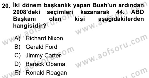 Siyasi Tarih Dersi 2022 - 2023 Yılı (Final) Dönem Sonu Sınav Soruları 20. Soru