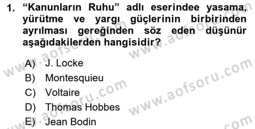 Siyasi Tarih Dersi 2022 - 2023 Yılı Yaz Okulu Sınav Soruları 1. Soru