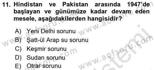 Siyasi Tarih Dersi 2022 - 2023 Yılı Yaz Okulu Sınavı 11. Soru