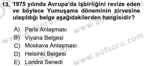 Siyasi Tarih Dersi 2022 - 2023 Yılı Yaz Okulu Sınav Soruları 13. Soru