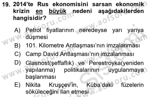 Siyasi Tarih Dersi 2022 - 2023 Yılı Yaz Okulu Sınavı 19. Soru