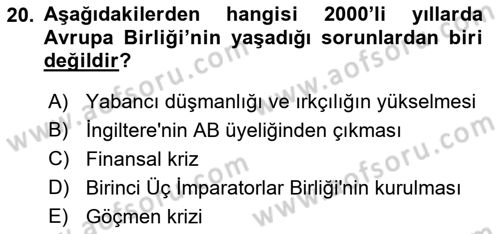 Siyasi Tarih Dersi 2022 - 2023 Yılı Yaz Okulu Sınav Soruları 20. Soru