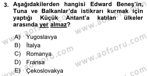 Siyasi Tarih Dersi 2022 - 2023 Yılı Yaz Okulu Sınav Soruları 3. Soru