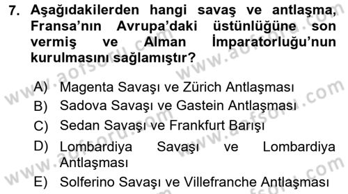 Siyasi Tarih Dersi 2023 - 2024 Yılı (Vize) Ara Sınav Soruları 7. Soru