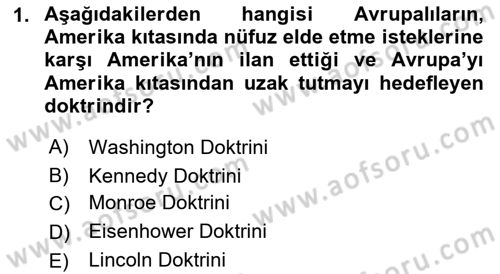 Siyasi Tarih Dersi 2023 - 2024 Yılı (Final) Dönem Sonu Sınav Soruları 1. Soru