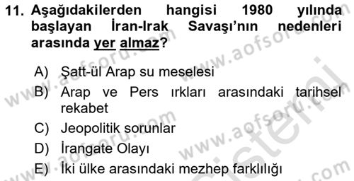 Siyasi Tarih Dersi 2023 - 2024 Yılı (Final) Dönem Sonu Sınav Soruları 11. Soru