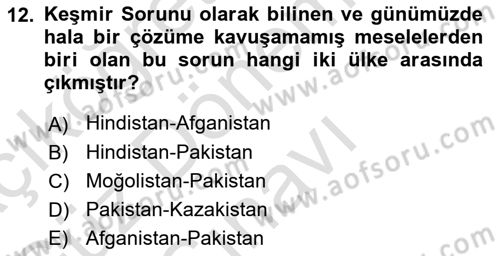 Siyasi Tarih Dersi 2023 - 2024 Yılı (Final) Dönem Sonu Sınav Soruları 12. Soru