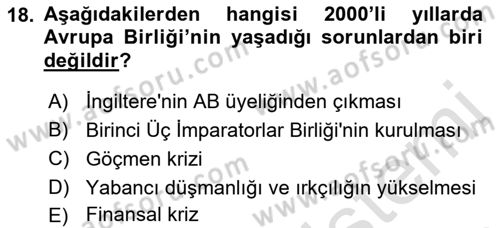 Siyasi Tarih Dersi 2023 - 2024 Yılı (Final) Dönem Sonu Sınav Soruları 18. Soru