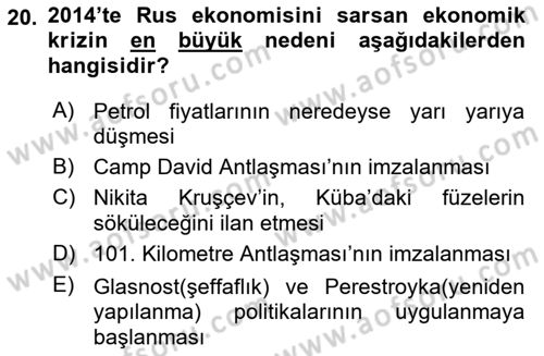 Siyasi Tarih Dersi 2023 - 2024 Yılı (Final) Dönem Sonu Sınavı 20. Soru