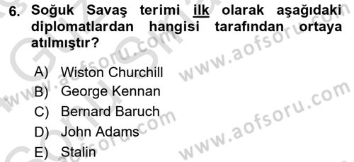 Siyasi Tarih Dersi 2023 - 2024 Yılı (Final) Dönem Sonu Sınav Soruları 6. Soru