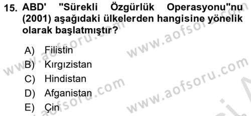 Siyasi Tarih Dersi 2023 - 2024 Yılı Yaz Okulu Sınav Soruları 15. Soru