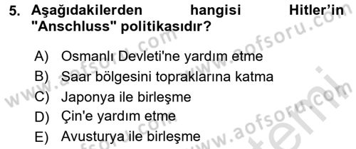 Siyasi Tarih Dersi 2023 - 2024 Yılı Yaz Okulu Sınav Soruları 5. Soru