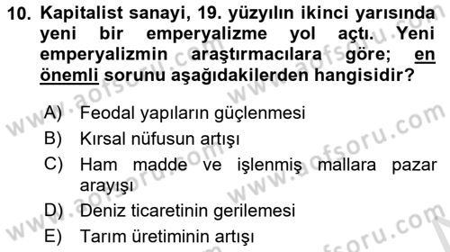 Siyasi Tarih Dersi 2024 - 2025 Yılı (Vize) Ara Sınav Soruları 10. Soru