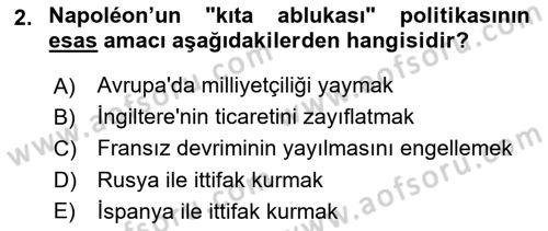 Siyasi Tarih Dersi 2024 - 2025 Yılı (Vize) Ara Sınav Soruları 2. Soru