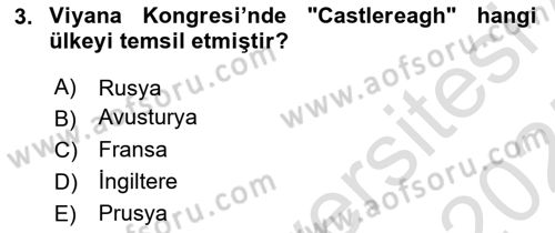 Siyasi Tarih Dersi 2024 - 2025 Yılı (Vize) Ara Sınav Soruları 3. Soru