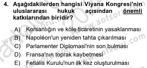 Siyasi Tarih Dersi 2024 - 2025 Yılı (Vize) Ara Sınav Soruları 4. Soru