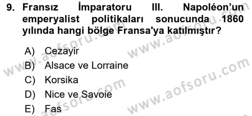 Siyasi Tarih Dersi 2024 - 2025 Yılı (Vize) Ara Sınav Soruları 9. Soru