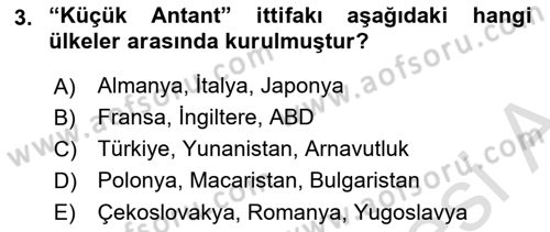Siyasi Tarih Dersi 2025 - 2026 Yılı (Vize) Ara Sınav Soruları 3. Soru