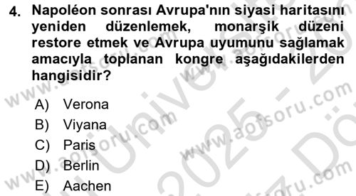 Siyasi Tarih Dersi 2025 - 2026 Yılı (Vize) Ara Sınav Soruları 4. Soru