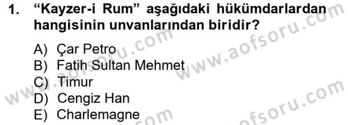 Siyasi Tarih 1 Dersi Ara Sınavı Deneme Sınav Soruları 1. Soru
