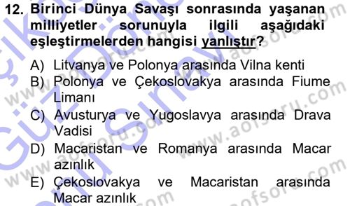 Siyasi Tarih 1 Dersi 2012 - 2013 Yılı (Final) Dönem Sonu Sınavı 12. Soru