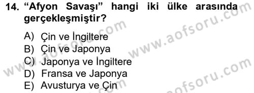 Siyasi Tarih 1 Dersi 2012 - 2013 Yılı (Final) Dönem Sonu Sınav Soruları 14. Soru