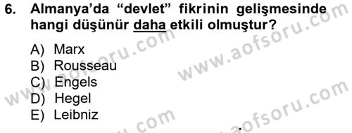 Siyasi Tarih 1 Dersi 2012 - 2013 Yılı (Final) Dönem Sonu Sınav Soruları 6. Soru