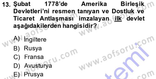 Siyasi Tarih 1 Dersi 2013 - 2014 Yılı (Vize) Ara Sınav Soruları 13. Soru